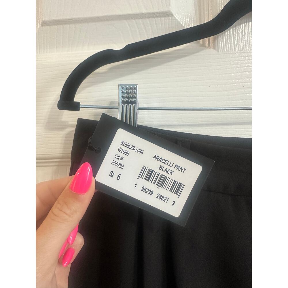 PAIGE NWT Aracelli Pants Trousers Pleated Cuffed Black Sz 6  MSRP $250 - Picture 5 of 11